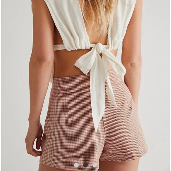 Free People Big Dreams Skort Mini Skirt Shorts Gingham Plaid Preppy Tennis Prep - Picture 2 of 9